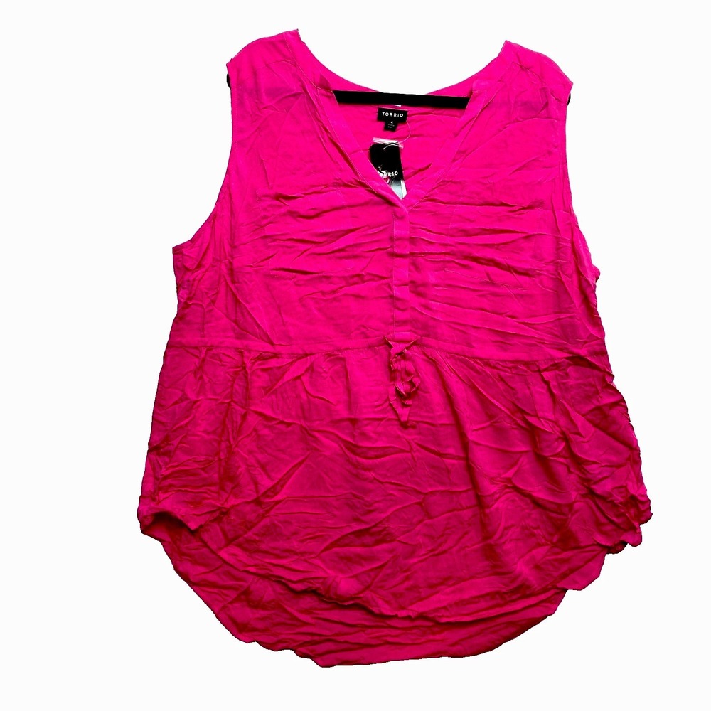 Torrid Blouse Top Womens 2X Pink Sleeveless Button Front Tunic $55